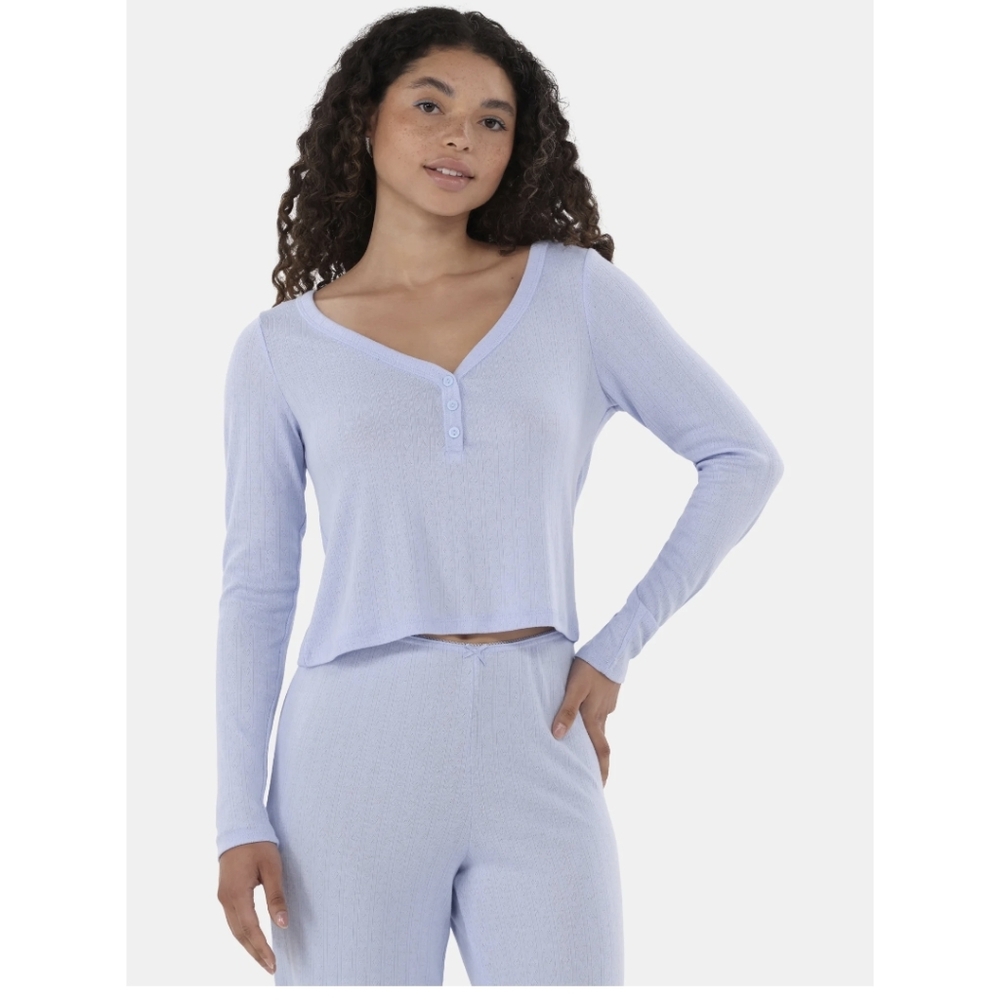 Nwt No Boundaries Blue Henley Sleep Top